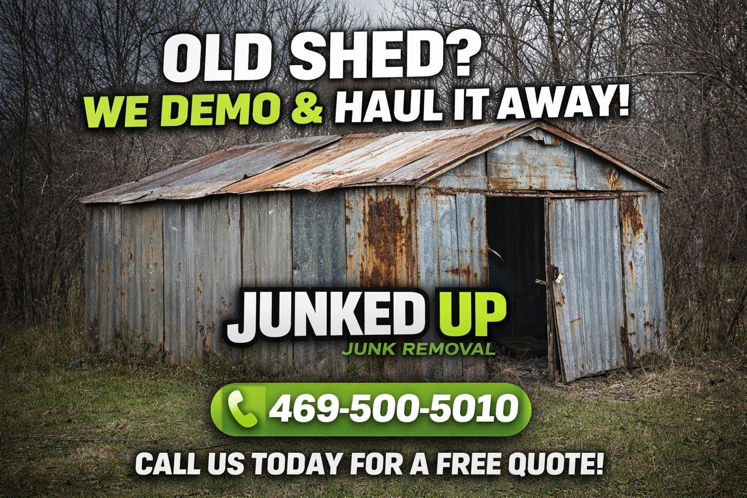 Shed Demolition job in Frisco, TX — Junked Up Junk Removal